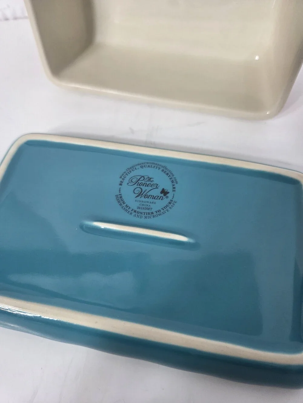 pioneer women Floral Ceramic Butter Dish Turquoise Tray cottagecore farmhouse